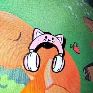 Cute Pink Cat Ear Headphones Enamel Pin